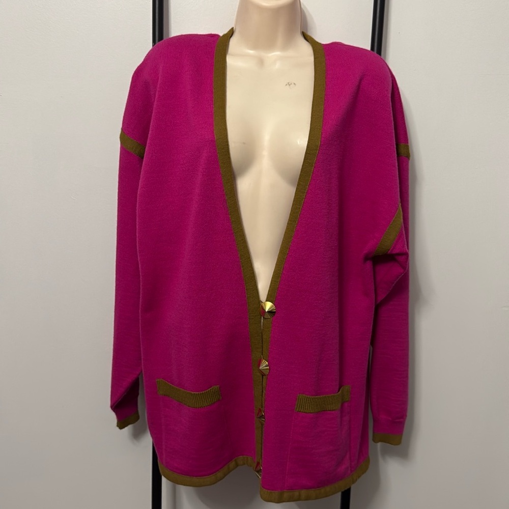 Vintage Lilli Ann Collections Wool Blend Knit Cardigan V-neck Buttons Size 14